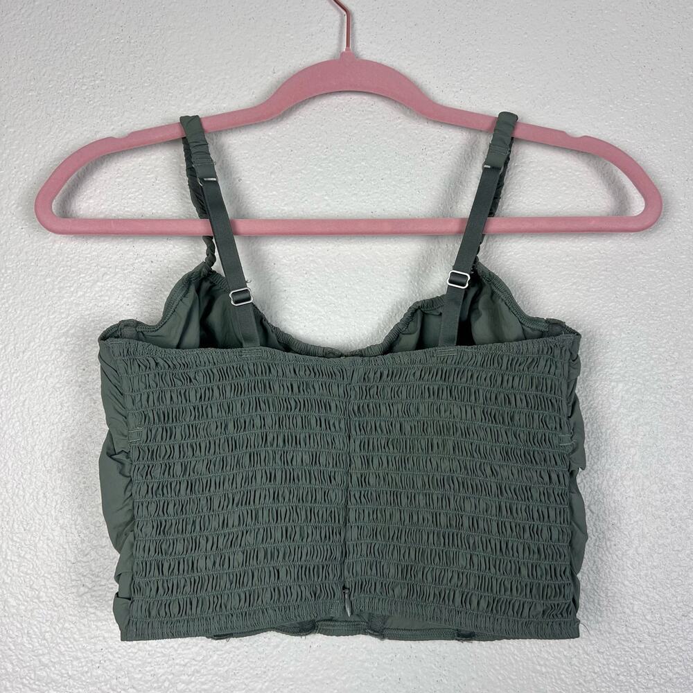 Hollister Gilly Hicks Ruched Adjustable Nylon Bustier Sage Green Top M - Picture 3 of 6